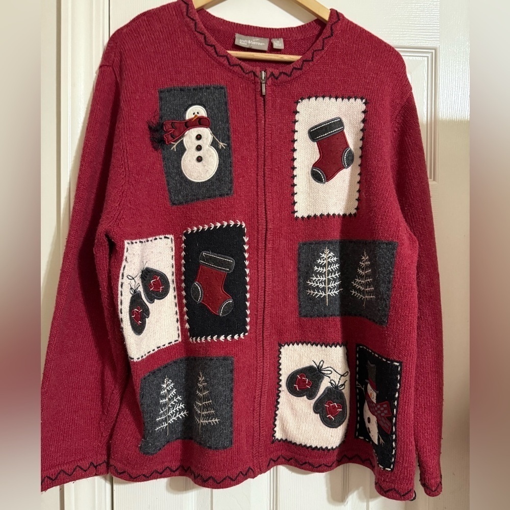 Croft & Barrow Wool Blend Holiday Cardigan - Size 1X